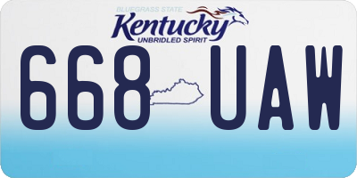 KY license plate 668UAW
