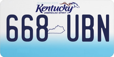 KY license plate 668UBN