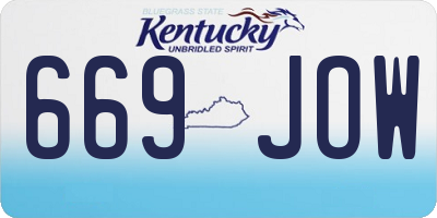 KY license plate 669JOW