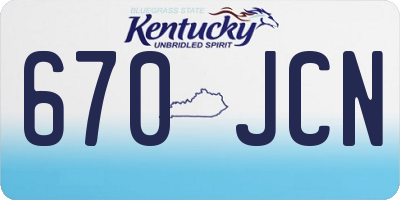 KY license plate 670JCN