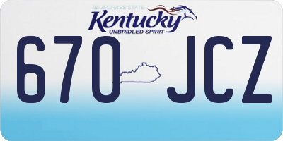 KY license plate 670JCZ