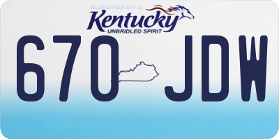 KY license plate 670JDW