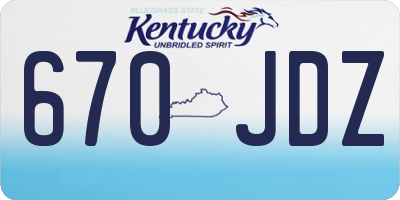 KY license plate 670JDZ