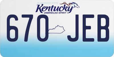 KY license plate 670JEB