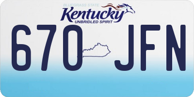 KY license plate 670JFN
