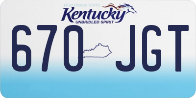 KY license plate 670JGT
