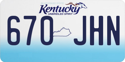 KY license plate 670JHN