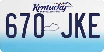 KY license plate 670JKE