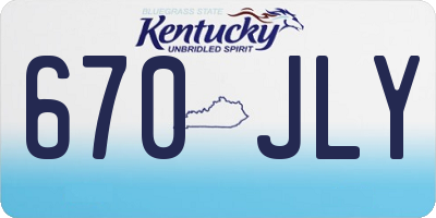 KY license plate 670JLY
