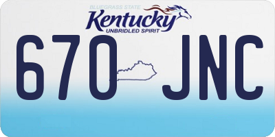 KY license plate 670JNC