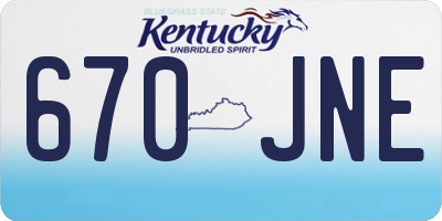 KY license plate 670JNE