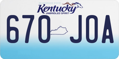 KY license plate 670JOA