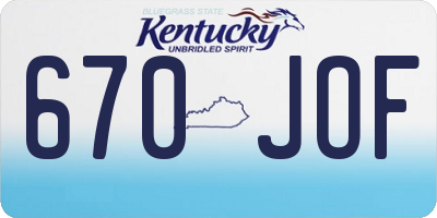 KY license plate 670JOF