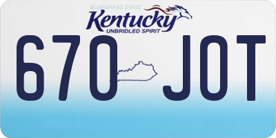KY license plate 670JOT