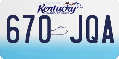 KY license plate 670JQA