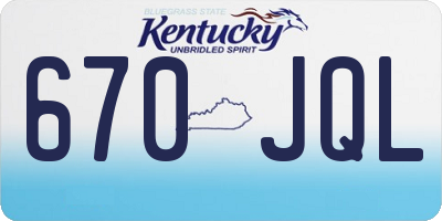 KY license plate 670JQL