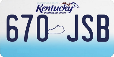 KY license plate 670JSB