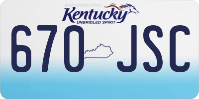 KY license plate 670JSC