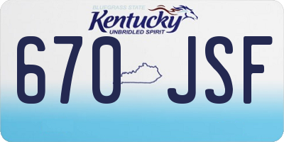 KY license plate 670JSF
