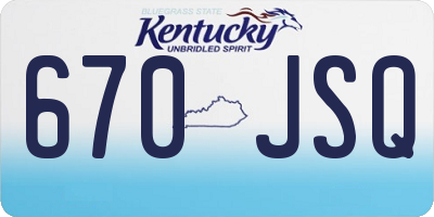 KY license plate 670JSQ
