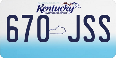 KY license plate 670JSS