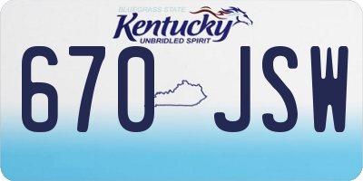 KY license plate 670JSW