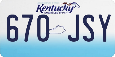 KY license plate 670JSY