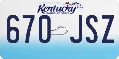 KY license plate 670JSZ