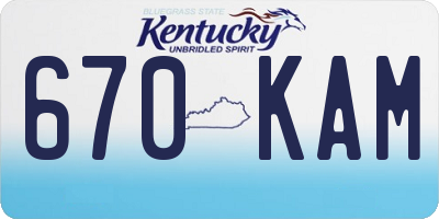 KY license plate 670KAM