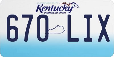 KY license plate 670LIX