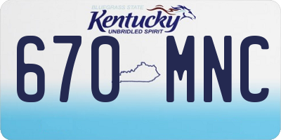 KY license plate 670MNC