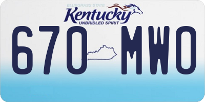 KY license plate 670MWO