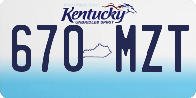 KY license plate 670MZT