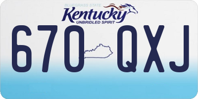 KY license plate 670QXJ