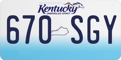 KY license plate 670SGY