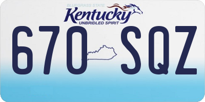 KY license plate 670SQZ