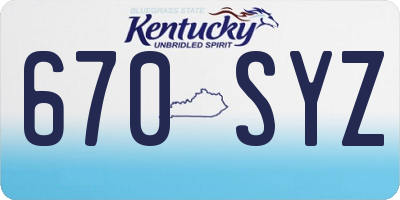 KY license plate 670SYZ