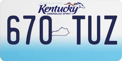 KY license plate 670TUZ