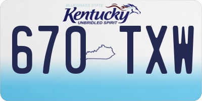 KY license plate 670TXW
