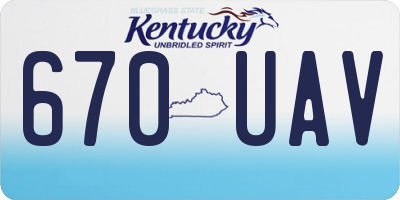 KY license plate 670UAV