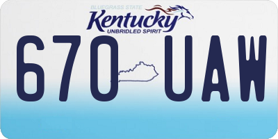 KY license plate 670UAW