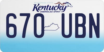 KY license plate 670UBN