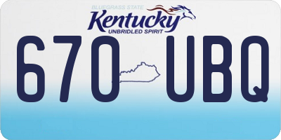 KY license plate 670UBQ