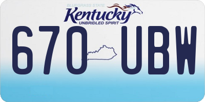 KY license plate 670UBW