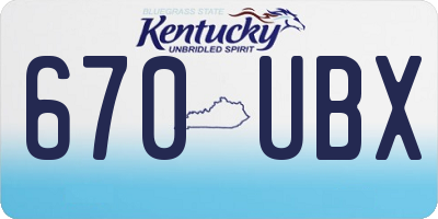 KY license plate 670UBX