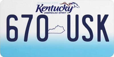 KY license plate 670USK