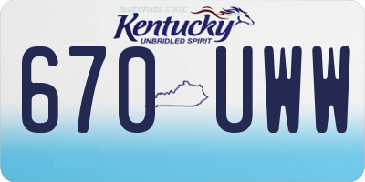 KY license plate 670UWW