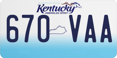 KY license plate 670VAA