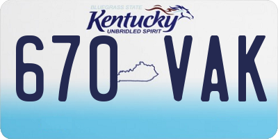 KY license plate 670VAK