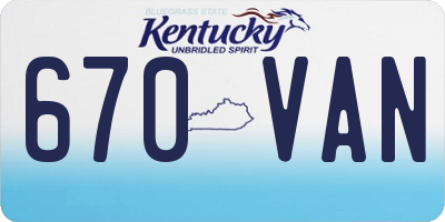 KY license plate 670VAN